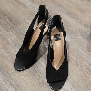 White House Black Market Elegant Black Peep-Toe Heels Size 9